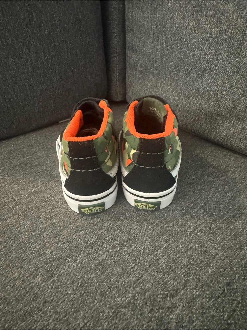 Vans Kids High-Top Camouflage Sneakers with Orange Lining